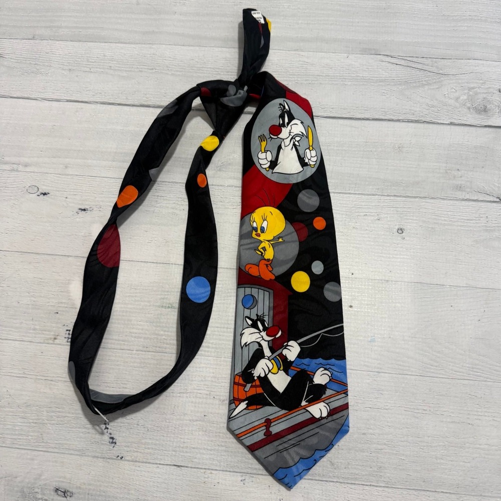 Vintage 1993 SYLVESTER & TWEETY Warner Bros Looney Tunes Tie Balancine Hot Cakes